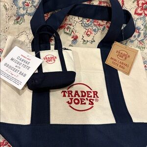 Trader Joe's Hard to Find Navy Mini and Micro Tote Bag Set